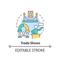 Trade shows concept icon. Audience engagement. Type of corporate events abstract idea thin line illustration. Isolated outline drawing. Editable stroke vector