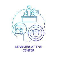 Learners at center blue gradient concept icon. Student-centered education. Principle of learning abstract idea thin line illustration. Isolated outline drawing vector