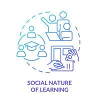 Social nature of learning blue gradient concept icon. Class teamwork. Principle of learning abstract idea thin line illustration. Isolated outline drawing vector