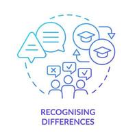 Recognising differences blue gradient concept icon. Personal approach. Principle of learning abstract idea thin line illustration. Isolated outline drawing vector