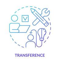 Transference blue gradient concept icon. Implement knowledge to work. Principle of learning abstract idea thin line illustration. Isolated outline drawing vector