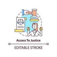 Access to justice concept icon. Equal protection under law. LGBT program abstract idea thin line illustration. Isolated outline drawing. Editable stroke vector