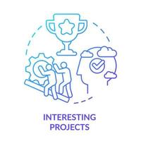 Interesting projects blue gradient concept icon. Engagement and teamwork. Learning environment abstract idea thin line illustration. Isolated outline drawing vector