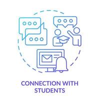 Connection with students blue gradient concept icon. Contact to ask question. Learning environment abstract idea thin line illustration. Isolated outline drawing vector