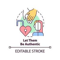 Let them be authentic concept icon. Self-expression. Supporting LGBT youth abstract idea thin line illustration. Isolated outline drawing. Editable stroke vector