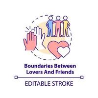 Boundaries between lovers and friends concept icon. Issue within LGBT couples abstract idea thin line illustration. Isolated outline drawing. Editable stroke vector