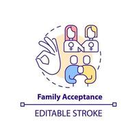 Family acceptance concept icon. Relationship conflict. Issue within LGBT couples abstract idea thin line illustration. Isolated outline drawing. Editable stroke vector