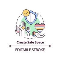 Create safe space concept icon. Helping others. Supporting LGBT youth abstract idea thin line illustration. Isolated outline drawing. Editable stroke vector