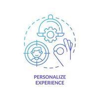 Personalize experience blue gradient concept icon. Making restaurant successful abstract idea thin line illustration. Custom meals. Special offers. Isolated outline drawing vector