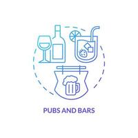 Pubs and bars blue gradient concept icon. Food service industry abstract idea thin line illustration. Serving alcoholic beverages. Bartender job. Isolated outline drawing vector