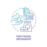 Fast-casual restaurant blue gradient concept icon. Food service business abstract idea thin line illustration. Fast food chain. Casual atmosphere. Isolated outline drawing vector