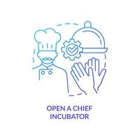 Open chef incubator blue gradient concept icon. Profitable restaurant business abstract idea thin line illustration. Sharing kitchen space. Isolated outline drawing vector