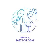 Offer tasting room blue gradient concept icon. Successful restaurant business abstract idea thin line illustration. Wine unique flavors. Isolated outline drawing vector