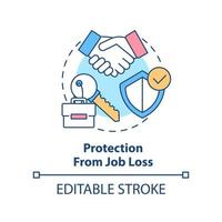Protection from job loss concept icon. Workplace. Dealing with lgbt issue abstract idea thin line illustration. Isolated outline drawing. Editable stroke vector