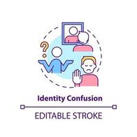 Identity confusion concept icon. Confused thoughts and feelings. Stage of coming out abstract idea thin line illustration. Isolated outline drawing. Editable stroke vector