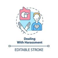 Dealing with harassment concept icon. Abusive behavior. Dealing with lgbt issue abstract idea thin line illustration. Isolated outline drawing. Editable stroke