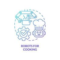 Robots for cooking blue gradient concept icon. Successful restaurant business abstract idea thin line illustration. Kitchen automation. Isolated outline drawing vector