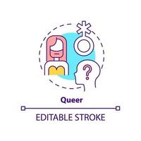 Queer concept icon. Questioning. Specific sexual identity. LGBT community member abstract idea thin line illustration. Isolated outline drawing. Editable stroke vector