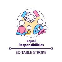 Equal responsibilities concept icon. Benefit of same-sex parenting abstract idea thin line illustration. Isolated outline drawing. Editable stroke vector