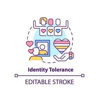 Identity tolerance concept icon. Admit orientation. Stage of coming out abstract idea thin line illustration. Isolated outline drawing. Editable stroke vector