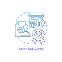 Business license blue gradient concept icon. Legitimize food service establishment abstract idea thin line illustration. Legal document. Isolated outline drawing vector