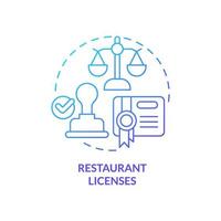 Restaurant licenses blue gradient concept icon. Opening food service establishment step abstract idea thin line illustration. Operating legally. Isolated outline drawing vector