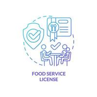 Food service license blue gradient concept icon. Restaurant licensing abstract idea thin line illustration. Accessible take-out and delivery. Isolated outline drawing vector