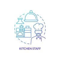 Kitchen staff blue gradient concept icon. Restaurant personnel duty abstract idea thin line illustration. Skilled chefs and cooks. Career option. Isolated outline drawing vector