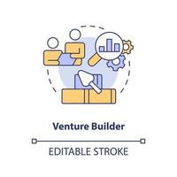 Venture builder concept icon. Startup support type abstract idea thin line illustration. Building business with resources. Isolated outline drawing. Editable stroke vector