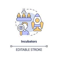 Incubators concept icon. Collaborative startup support type abstract idea thin line illustration. Mass production. Isolated outline drawing. Editable stroke vector