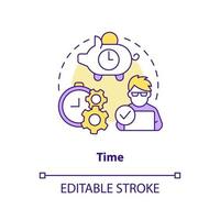 Time concept icon. Startup consulting field abstract idea thin line illustration. Improving entrepreneurial skills. Isolated outline drawing. Editable stroke vector