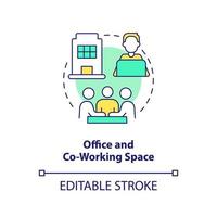 Office and co-working space concept icon. Startup program abstract idea thin line illustration. Effective collaboration. Isolated outline drawing. Editable stroke vector