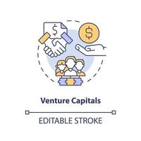 Venture capitals concept icon. New business sponsorship type abstract idea thin line illustration. Long-term investments. Isolated outline drawing. Editable stroke vector