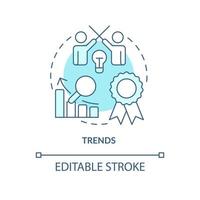 Trends turquoise concept icon. Tendencies. Profitability model for forecasting abstract idea thin line illustration. Isolated outline drawing. Editable stroke vector