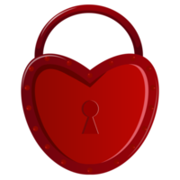 Valentine's day cartoon red heart-shaped lock with keyhole on transparent background. Design for advertising poster or mobile app. png