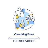 Consulting firms concept icon. New business sponsorship type abstract idea thin line illustration. Problem solving. Isolated outline drawing. Editable stroke vector