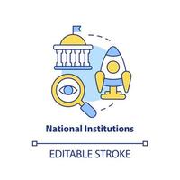 National institutions concept icon. New business assistance kind abstract idea thin line illustration. Government grants. Isolated outline drawing. Editable stroke vector