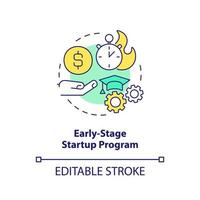 Early-stage startup program concept icon. Funding source abstract idea thin line illustration. Financial grants. Isolated outline drawing. Editable stroke vector