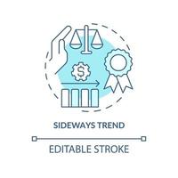 Sideways trend turquoise concept icon. Static value. Type of financial tendency abstract idea thin line illustration. Isolated outline drawing. Editable stroke vector