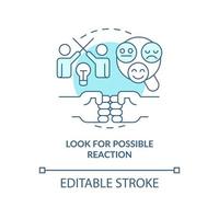 Look for possible reaction turquoise concept icon. Client behavior. Trend evaluation abstract idea thin line illustration. Isolated outline drawing. Editable stroke vector