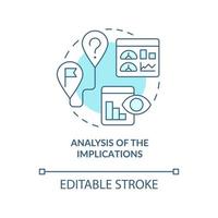 Analysis of implications turquoise concept icon. Forecast. Trends management include abstract idea thin line illustration. Isolated outline drawing. Editable stroke vector