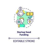 Startup seed funding concept icon. Small business program abstract idea thin line illustration. Personal income growth. Isolated outline drawing. Editable stroke vector