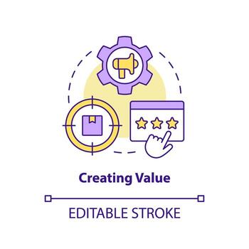 Creating value concept icon. Startup consulting field abstract idea thin line illustration. Improve product desirability. Isolated outline drawing. Editable stroke vector
