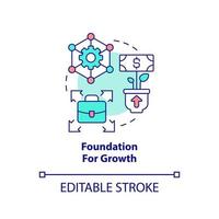 Foundation for growth concept icon. Startup needs consulting service abstract idea thin line illustration. Expand business. Isolated outline drawing. Editable stroke vector