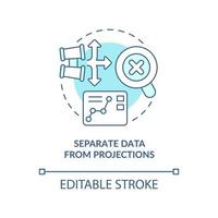 Separate data from projections turquoise concept icon. Trend evaluation abstract idea thin line illustration. Isolated outline drawing. Editable stroke vector
