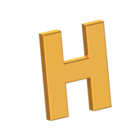 h 3d brev isolerat med transparent bakgrund, guld textur, 3d tolkning png