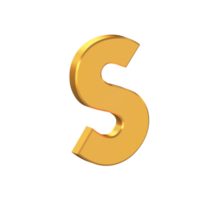 s lettre 3d isolée avec fond transparent, texture dorée, rendu 3d png