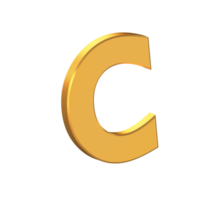 C 3D Letter Isolated with Transparent Background, Gold Texture, 3D Rendering png