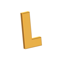 l letra 3d aislada con fondo transparente, textura dorada, representación 3d png