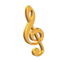 icono de nota musical 3d aislado con fondo transparente, textura dorada, renderizado 3d png